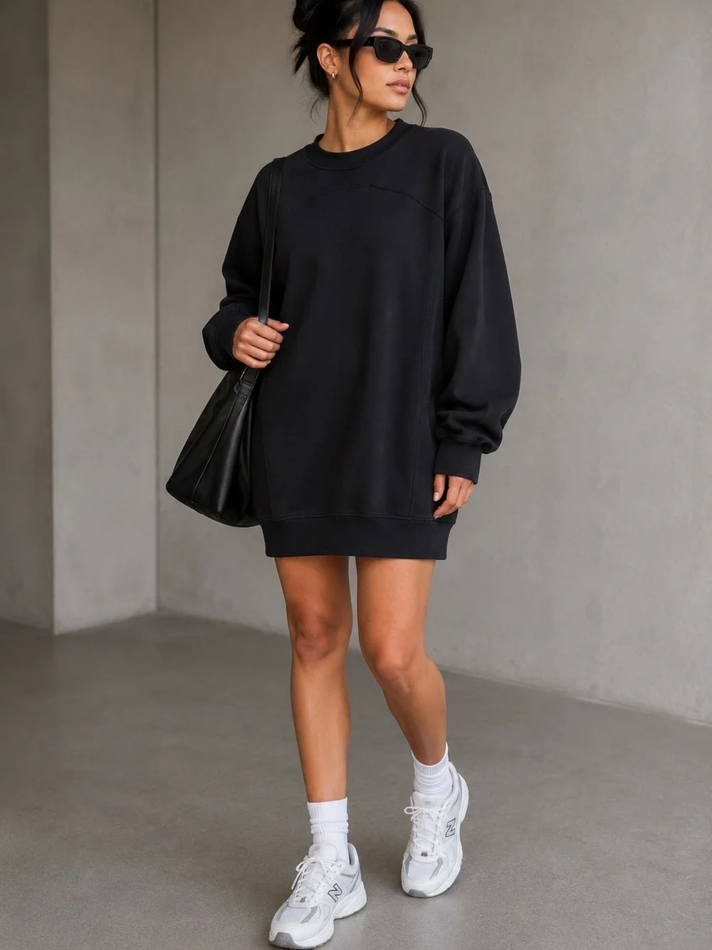 LULULEMON broken beats black oversized sweatshirt dress 6